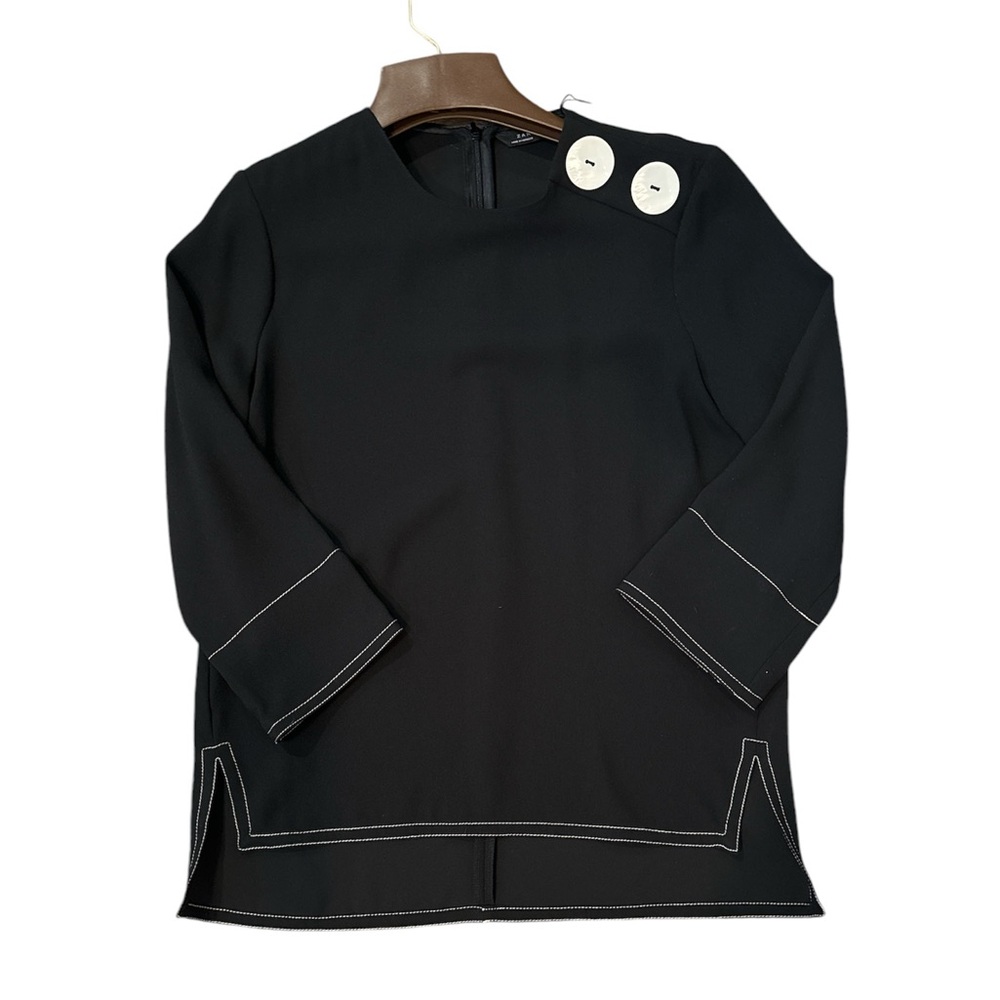 Zara Woman Collection Black Blouse Shirt Women’s Size XSmall Big Buttons Classic
